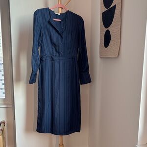 Protagonist brand Navy Striped silk Dress